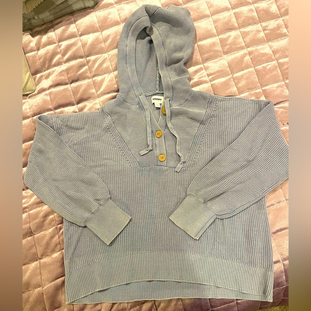 Sonoma grayish blue sweater with hood